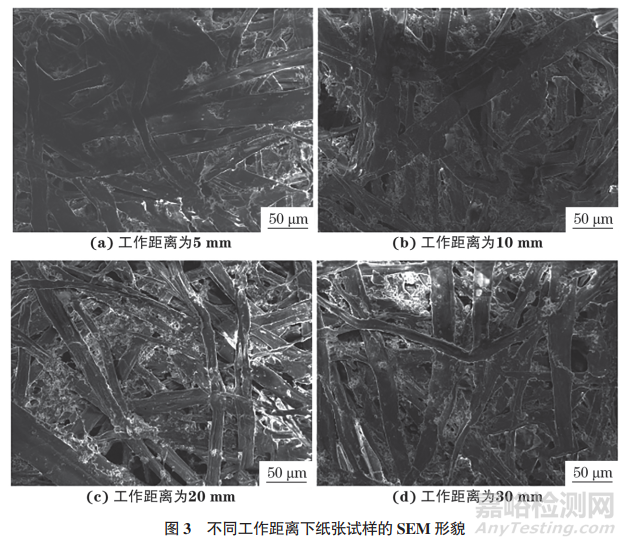 工作参数对纸张类不导电试样扫描电镜图像质量的影响研究实验