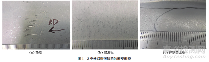 带钢卷取擦伤缺陷在不同工序下的微观特征